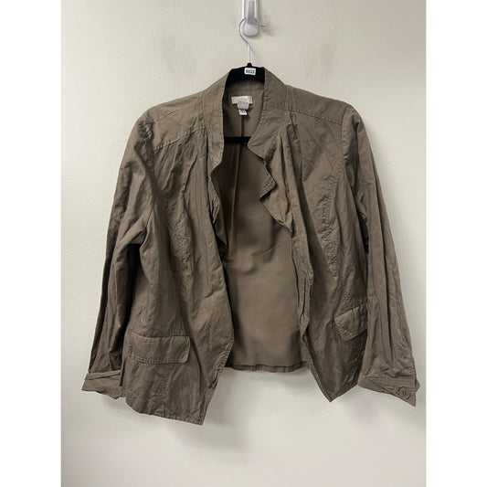 Chicos Cropped Jacket In Olive Green. Sz 2