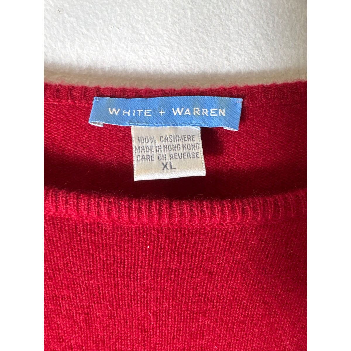 White + Warren Red Cashmere Short Sleeve Sweater Sz XL