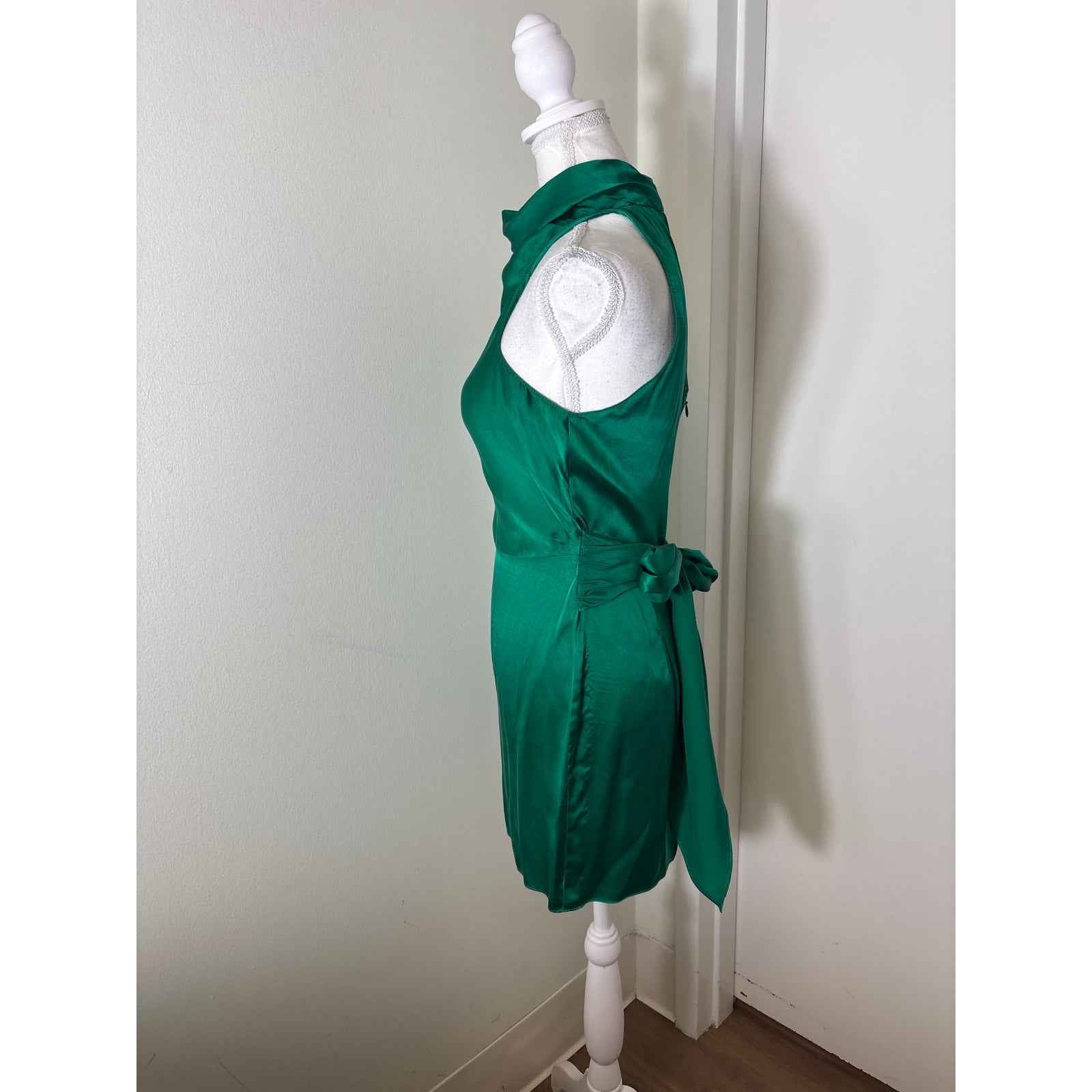 Amanda Uprichard Green Silk Sleeveless Mini Dress Sz S
