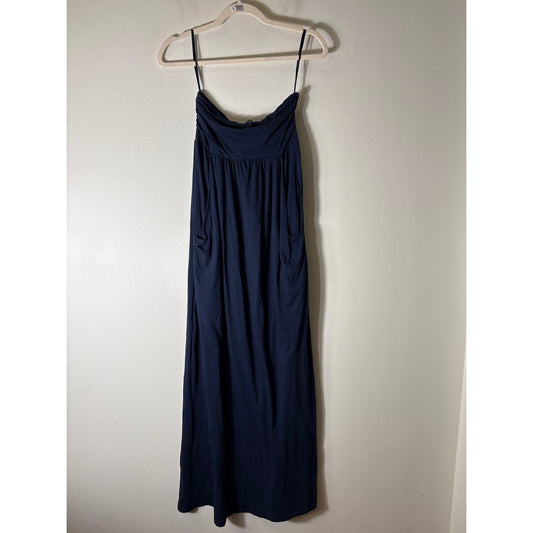 Velvet Navy Soft Cotton Strapless Maxi Dress Sz Petite