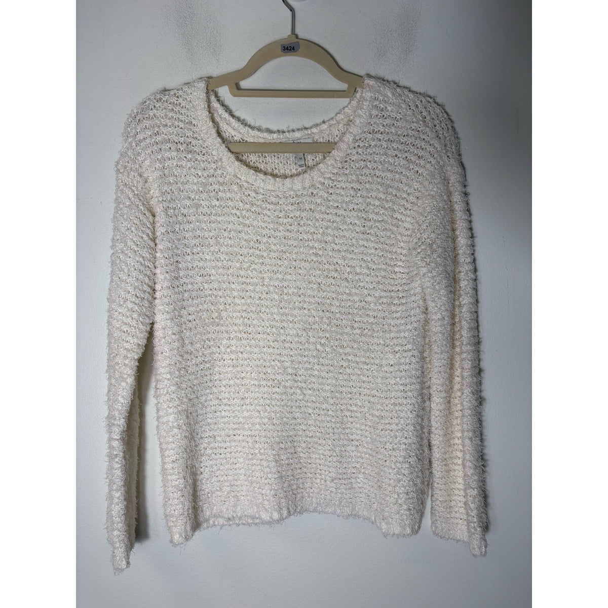 Joie Off White Long sleeve Large Knit "Furry" Sweater Sz M