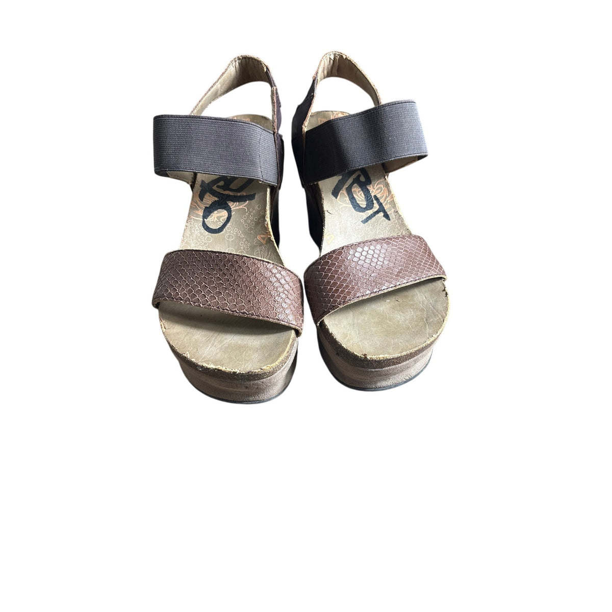 OTBT Dark Brown Wedge Strap Sandals Sz 8