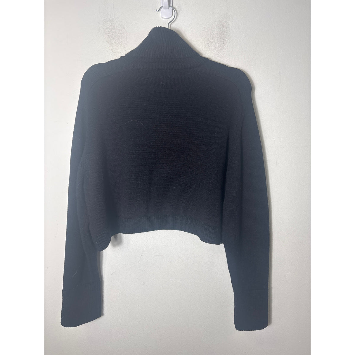 Zara Black Long Sleeve Cropped Knit Mock Neck Sweater Sz L