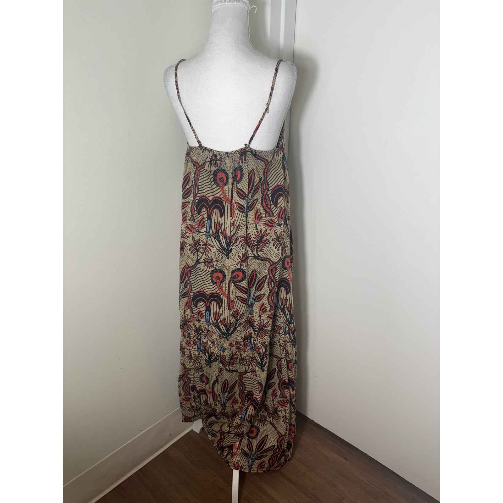 Otto'Ame Tan and Orange Floral Maxi Sz 8