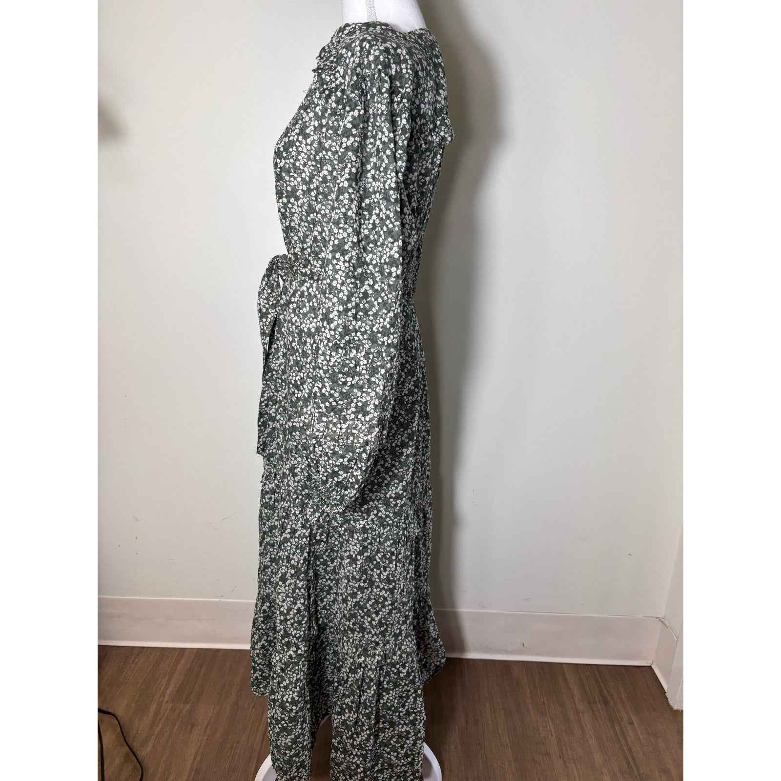 Apiece Apart Green Floral Maxi Dress Sz S