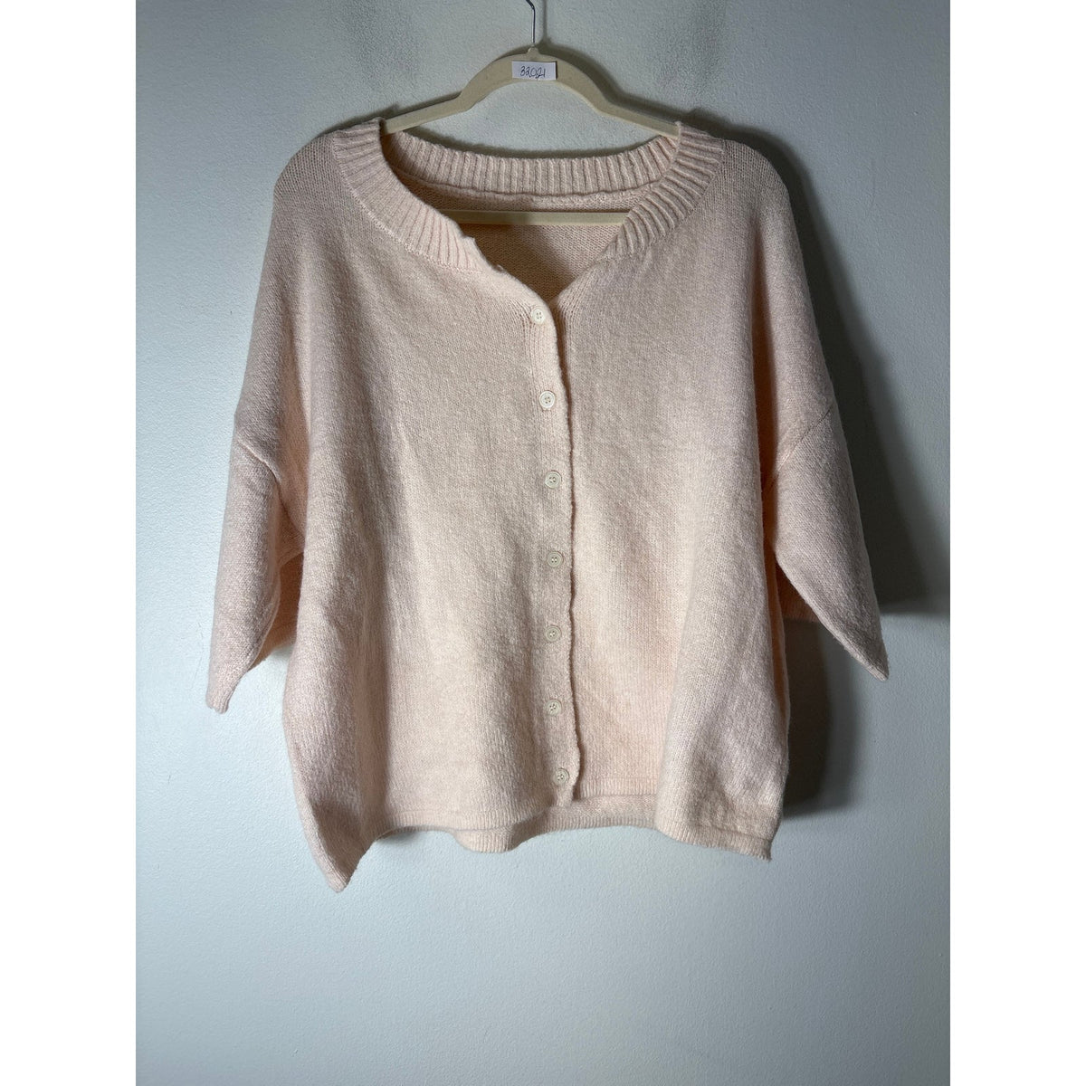 Cozy Cream Half Sleeve Button Up Cardigan Sweater Sz XL
