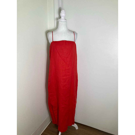 Donni Red Linen Panel Maxi Dress Sz M