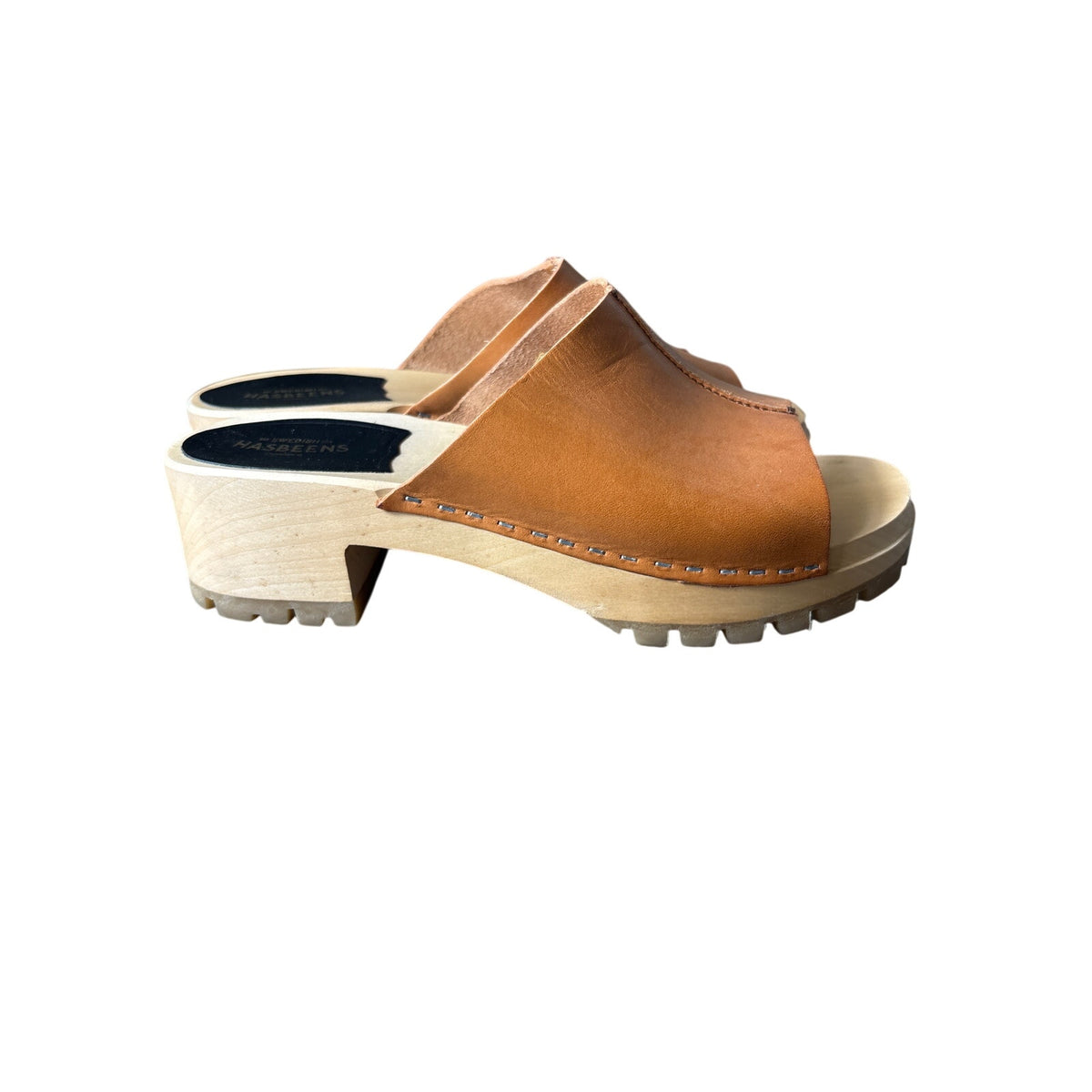Hasbeens Swedish Wooden Sole Leather Sandal Sz 39 (8.5)