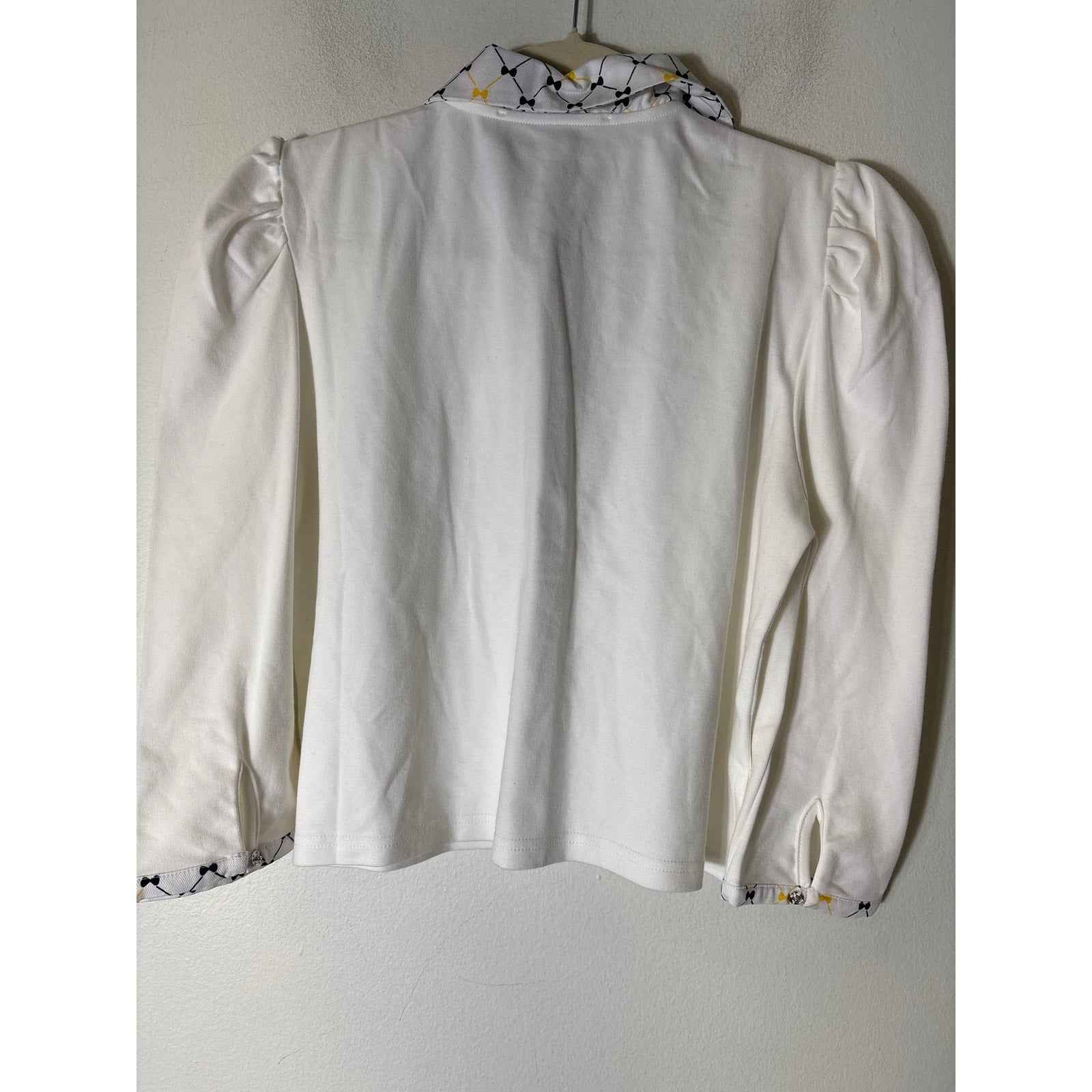 NWT Buru White & Navy Cropped Peter Pan Top Sz S