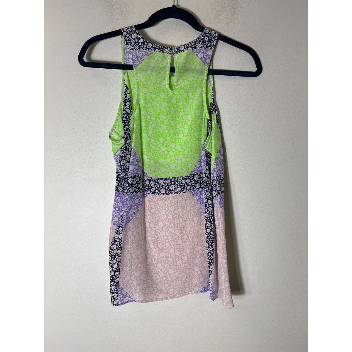 J.Crew Razor Back Green and Pink and Navy Mini Floral top Sz 4