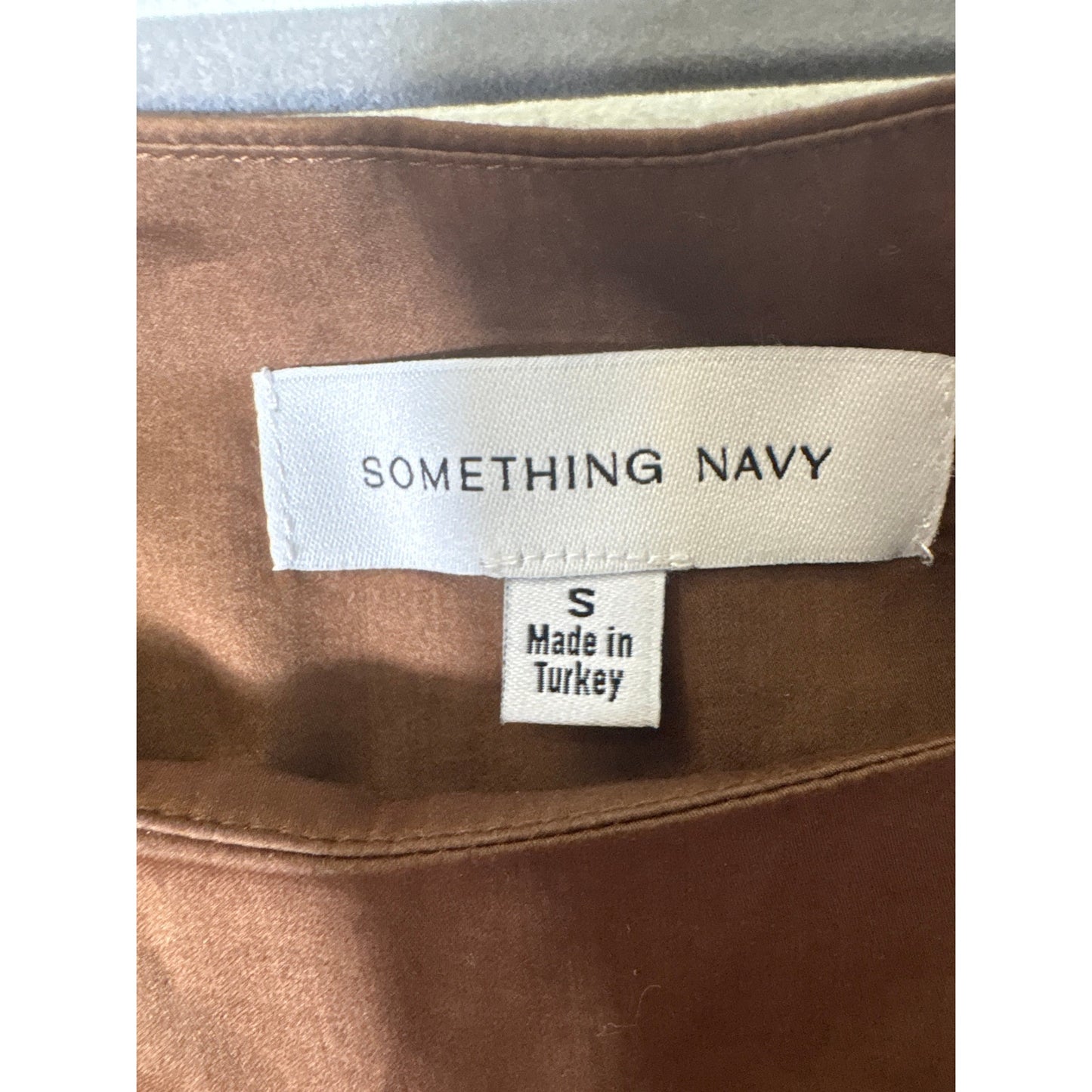 Something Navy Brown Long sleeve  Cotton Shirt Sz S