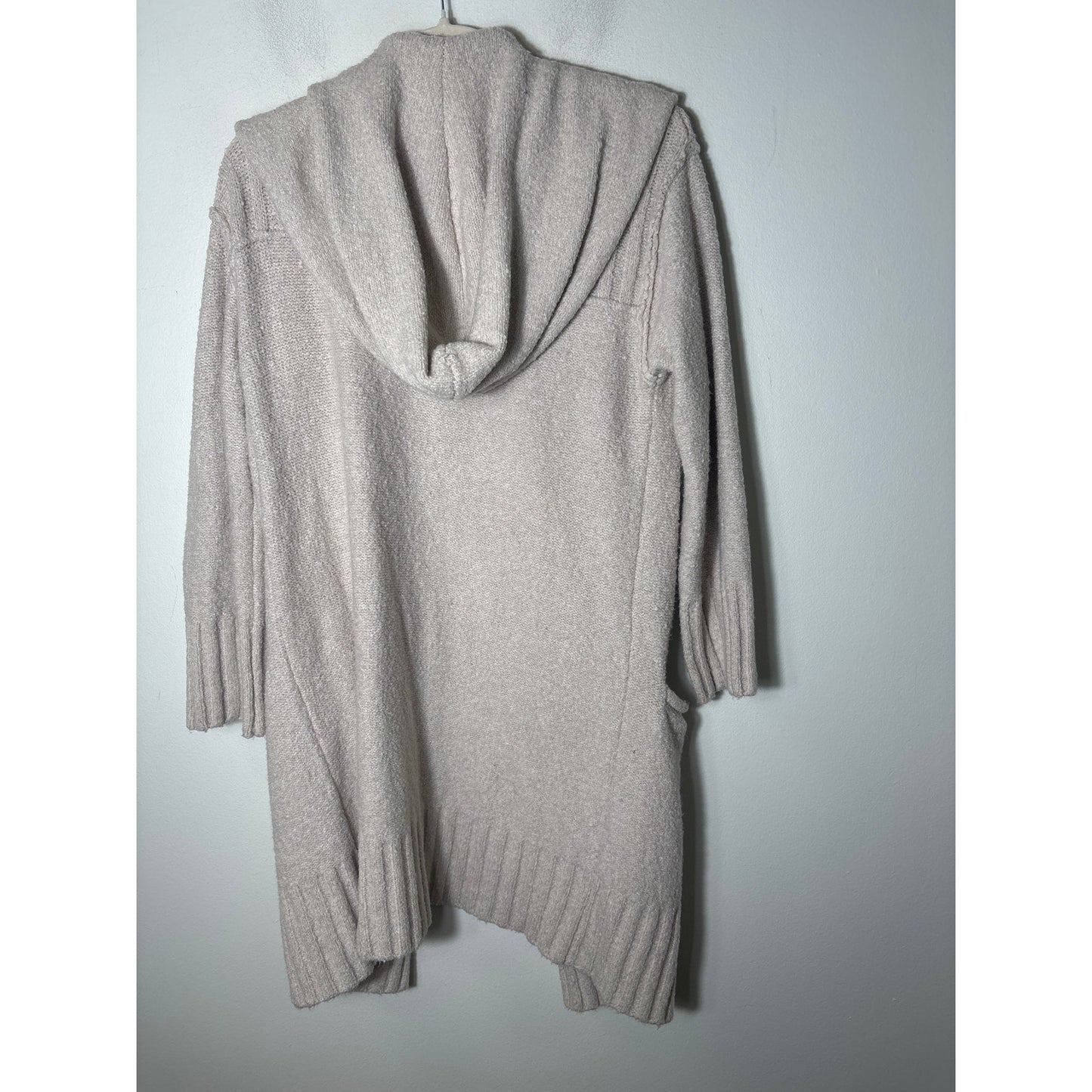 Free People Oatmeal Long Sleeve Hooded Knit Open Front Cardigan Sz XS