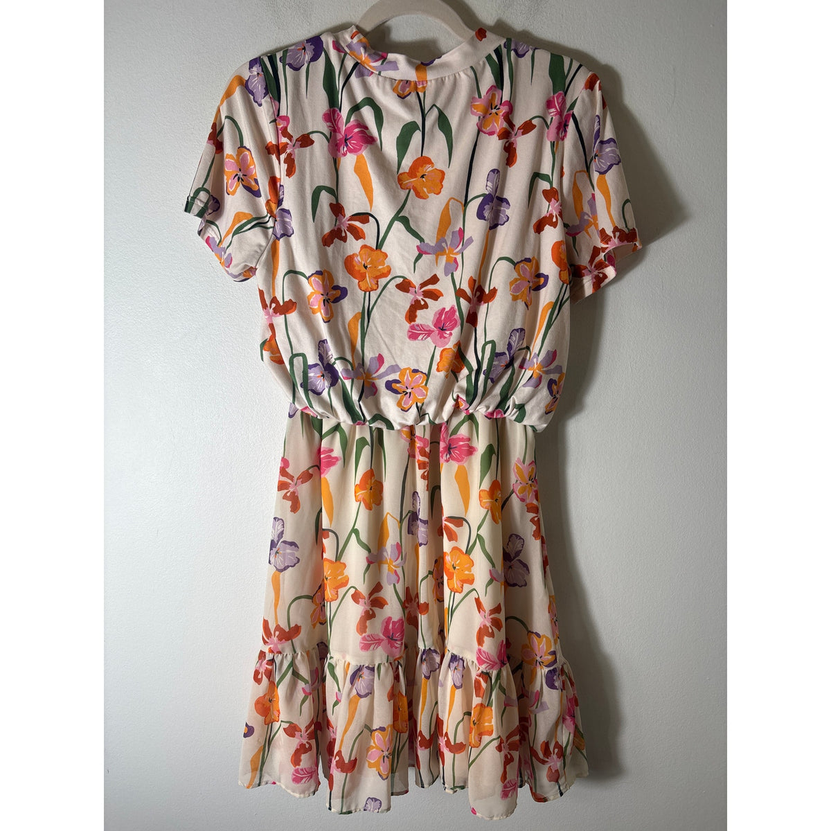Hutch Multicolor Floral Blouson Short Sleeve Knee Midi Dress Sz M