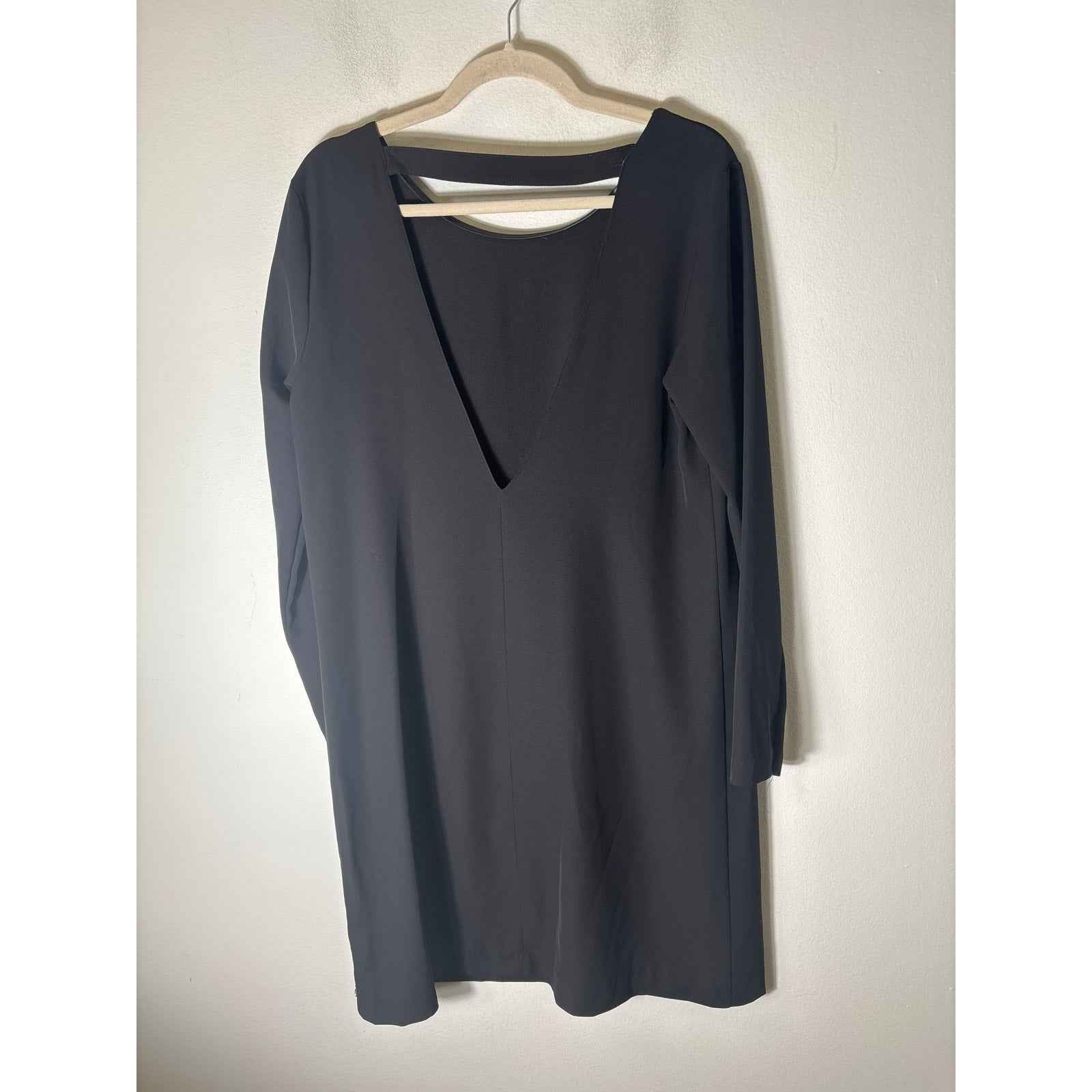 ottod'Ame Black Long Sleeve Backless Midi Shift Dress Sz 12