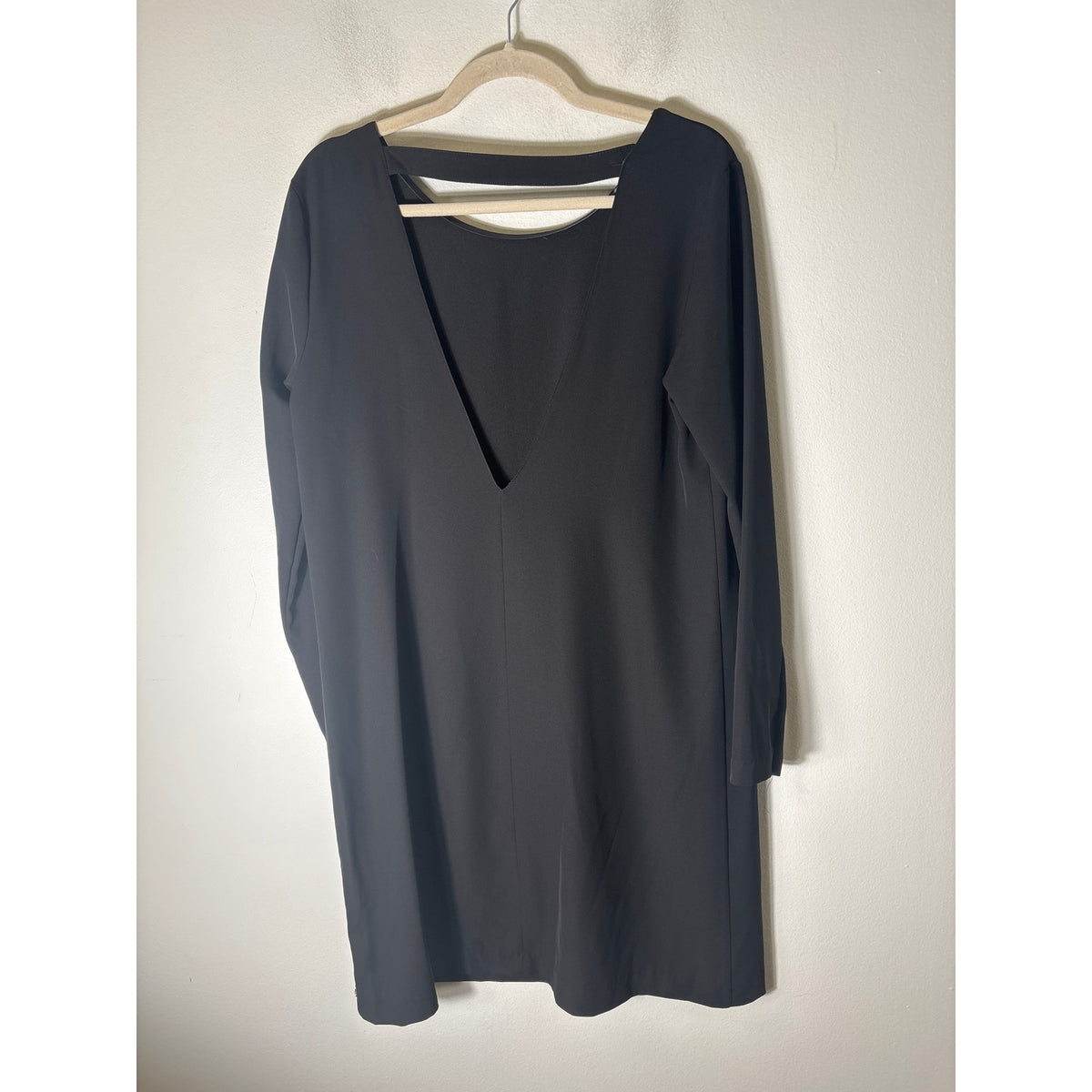 ottod'Ame Black Long Sleeve Backless Midi Shift Dress Sz 12