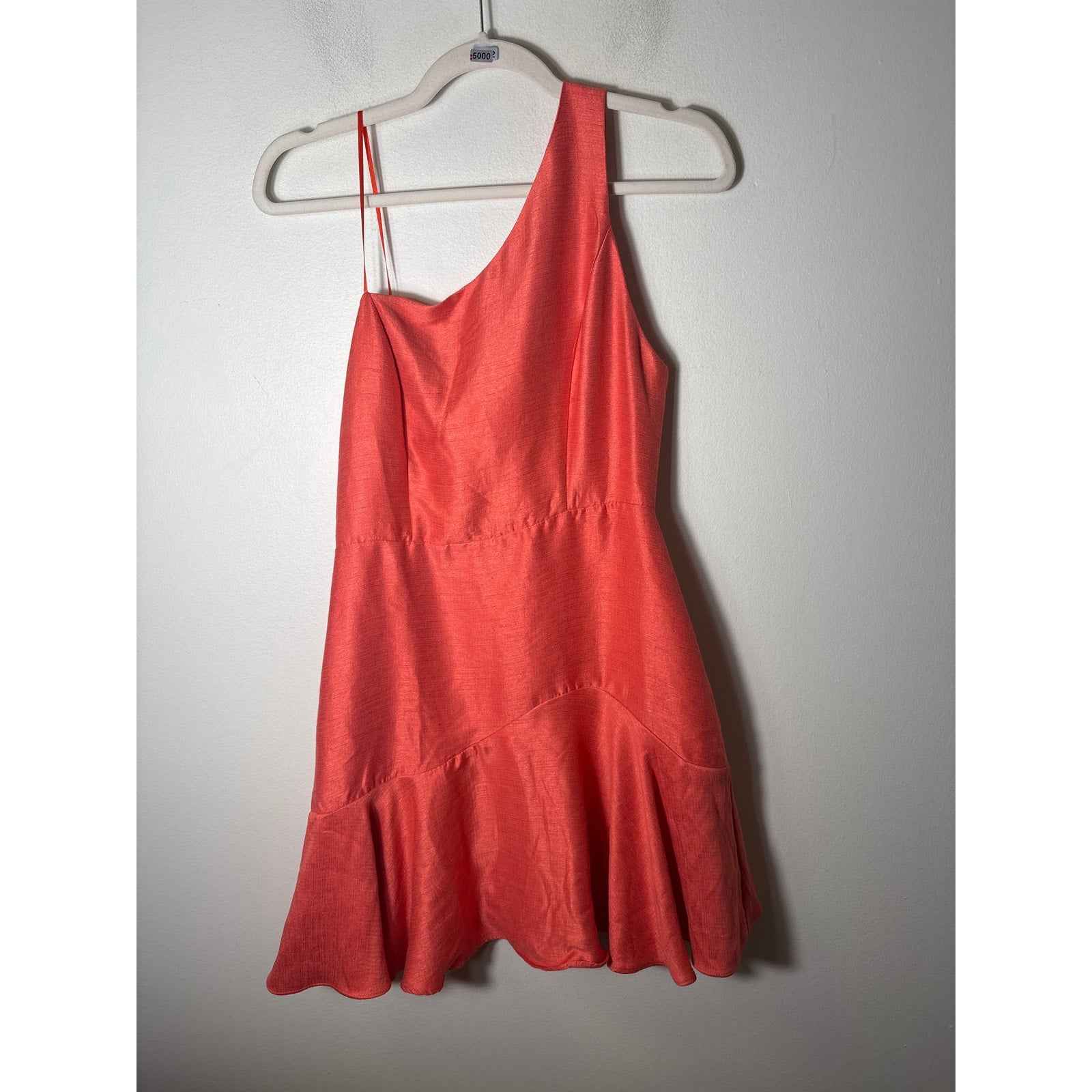 Pants Store Orange One Shoulder Ruffle Hem Mini Dress Sz M