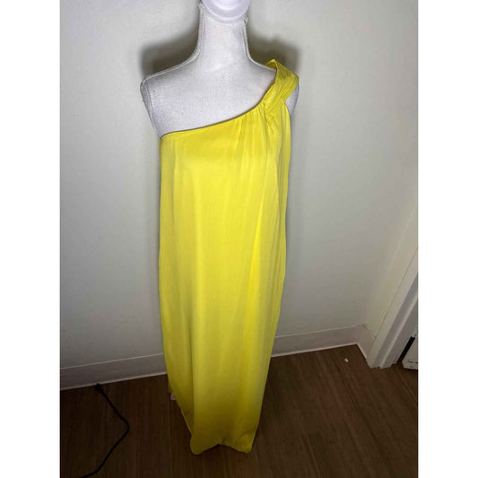 Pomander Place Bright Yellow One Shoulder Floor Length Dress Sz M