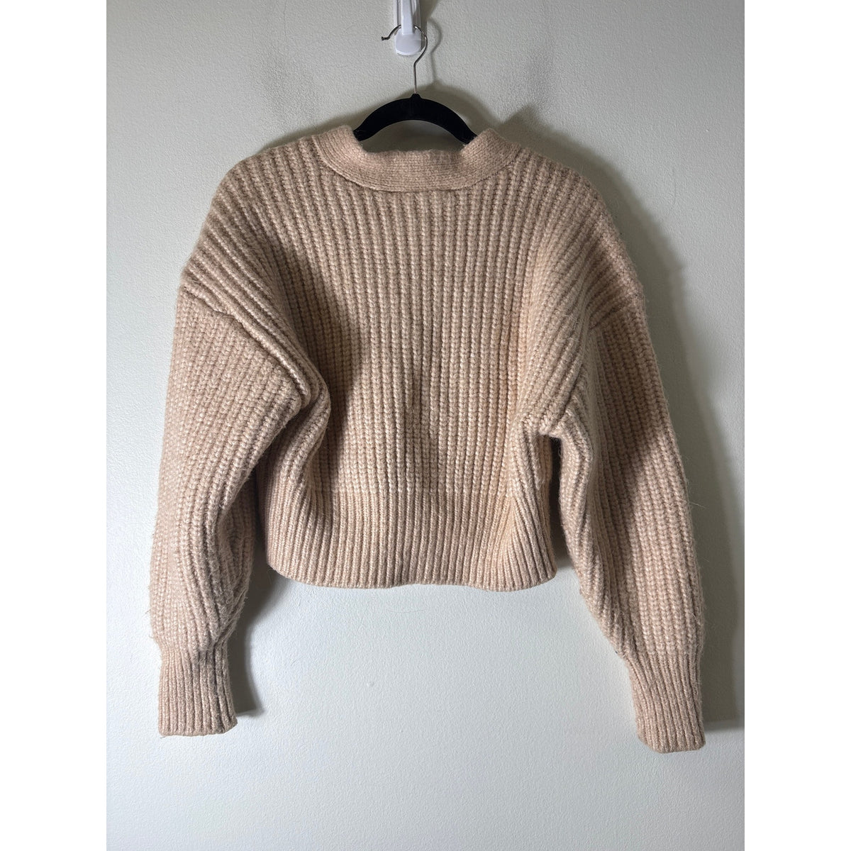 Zara Tan Thick Knit Cardigan Sz M