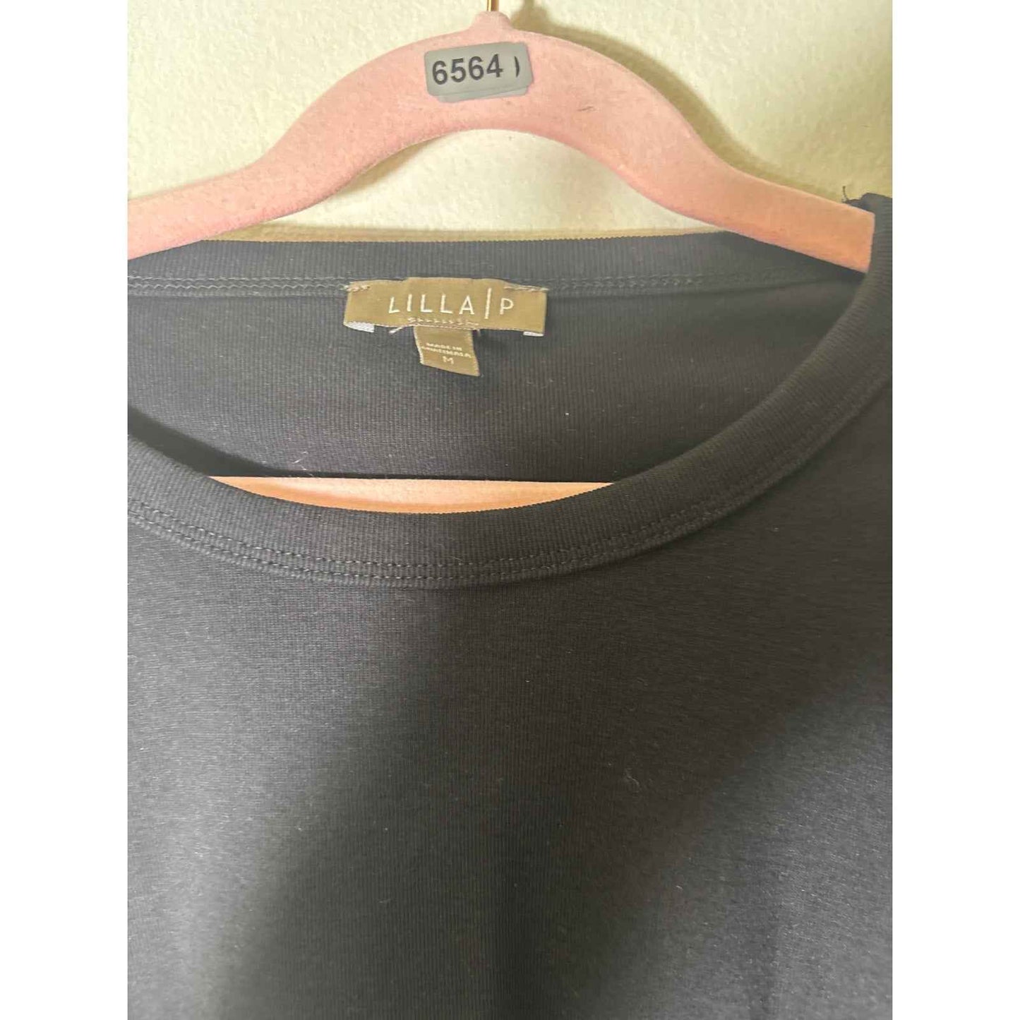 Lilla P Black Short Sleeve Cotton Tee Sz M