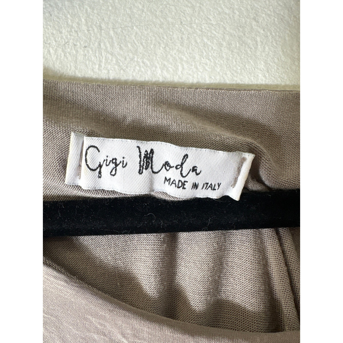 Gigi Moda Taupe Mixed Media Long Sleeve Blouson Style Top Sz M