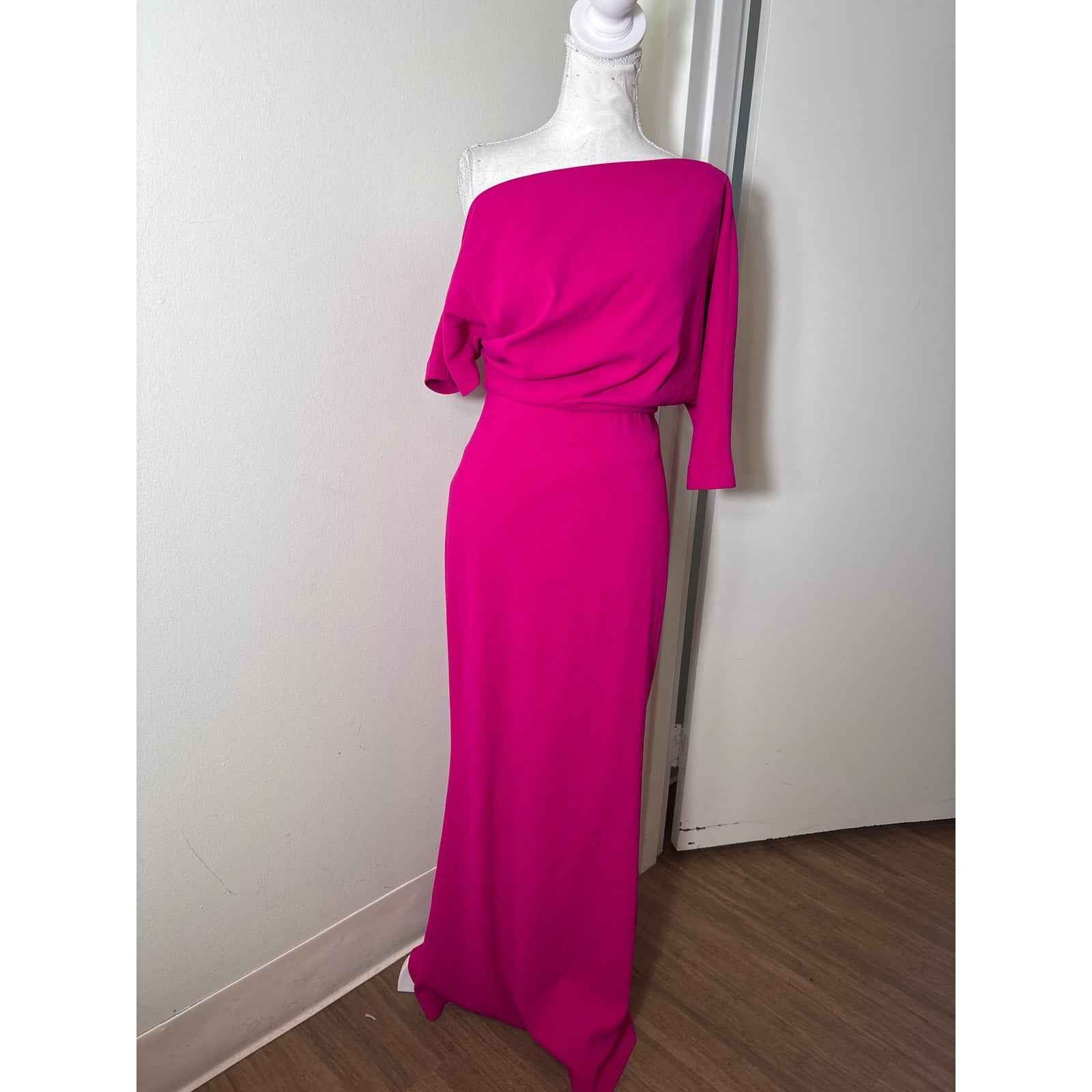 Bagdley Mishka Fushia Off The SHoulder Floor Length Gown Sz 2