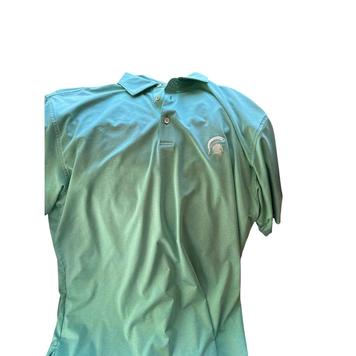 Mens Peter Millar Solid Green Short Sleeve Spartan shirt Sz L