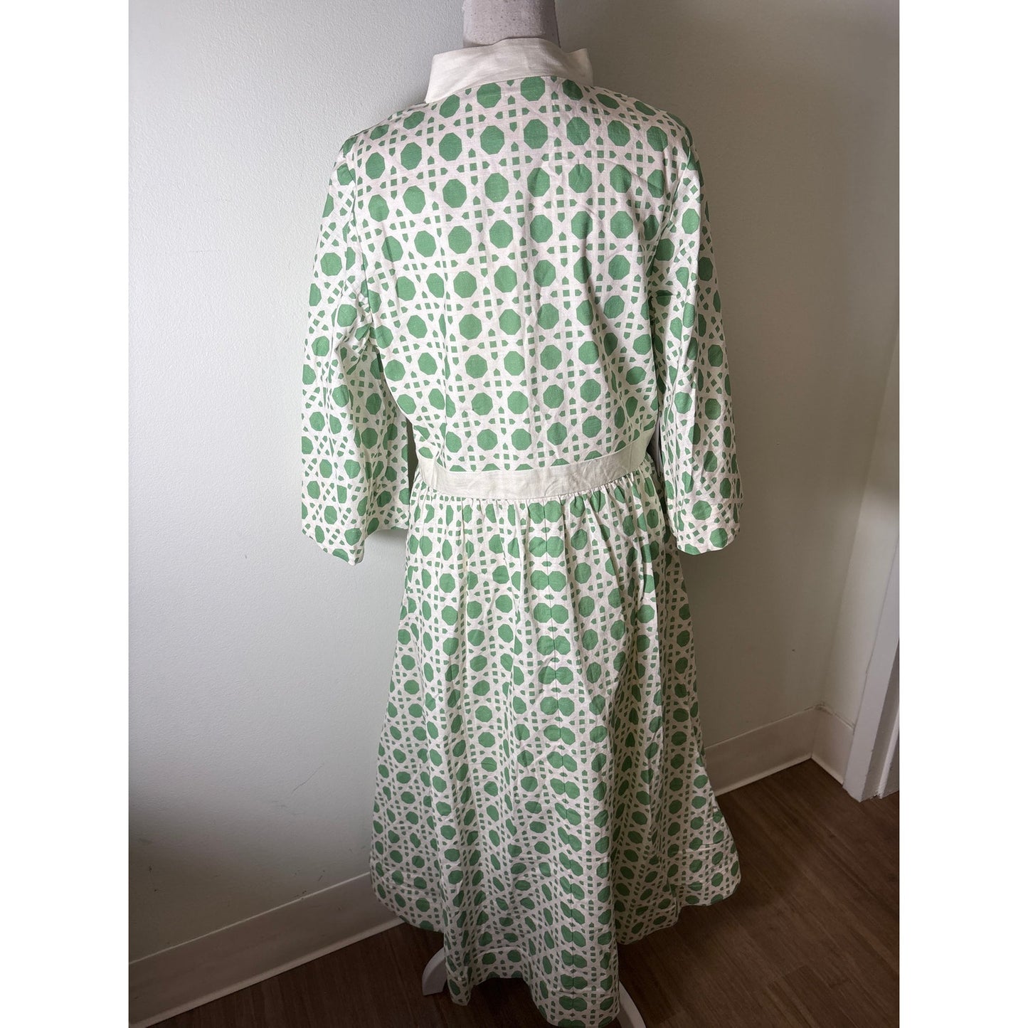 NWT Mestiza Solihya Green Bamboo Lattice Dress Sz 14