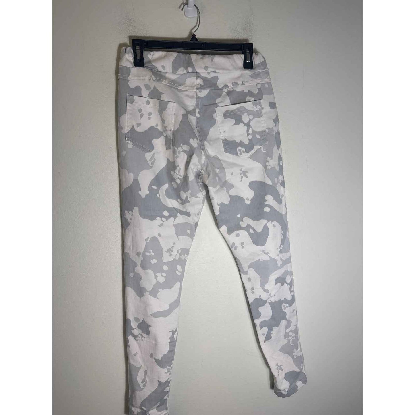 Gigi Moda White Gray Elastic Waist Pull On Pants Sz M