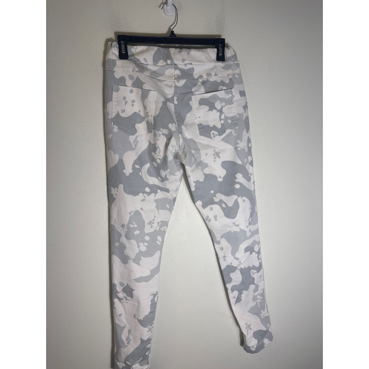 Gigi Moda White Gray Elastic Waist Pull On Pants Sz M