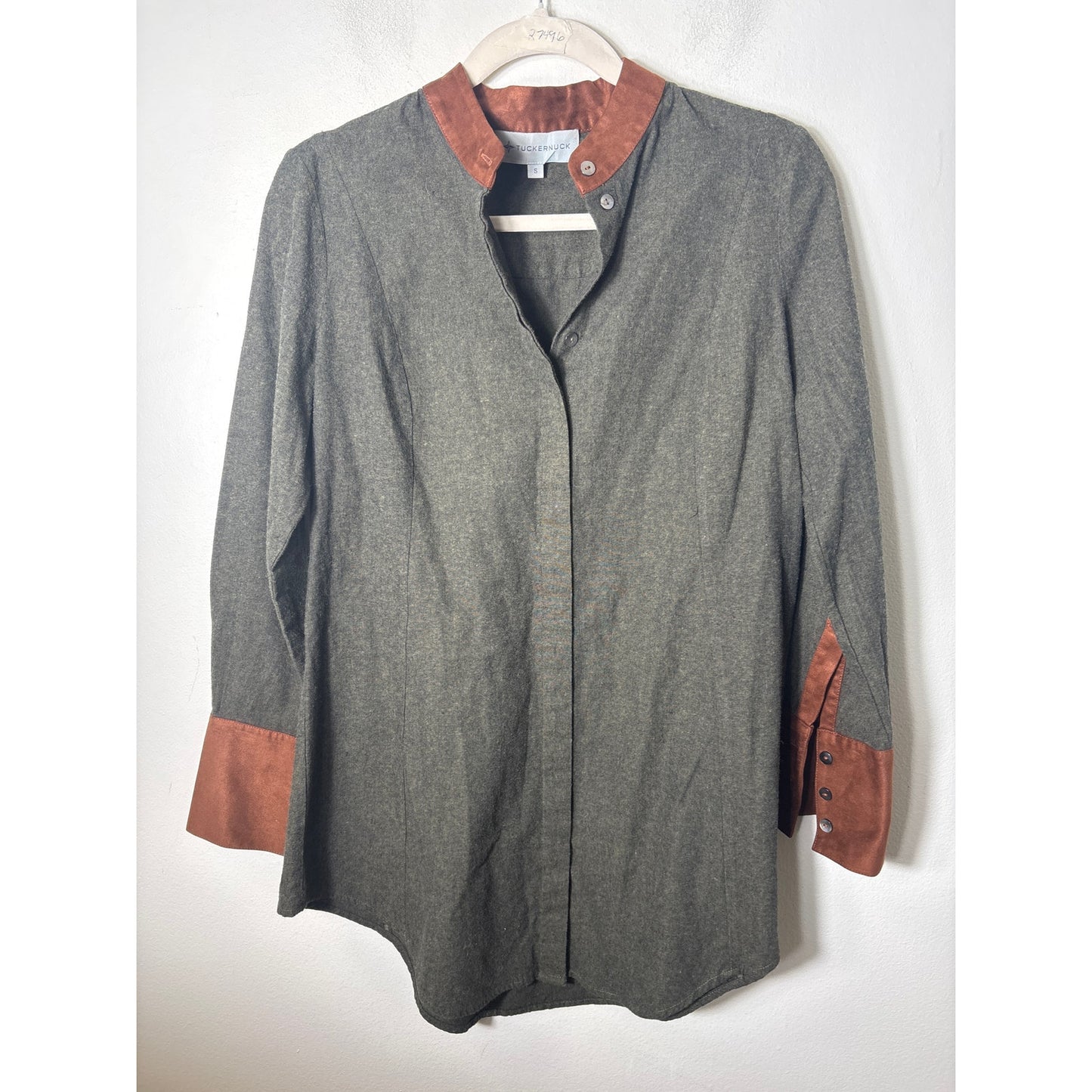 Tuckernuck Dark Gray Long Sleeve Button Up Cotton Shirt Sz S