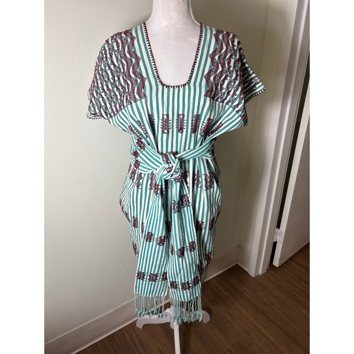 Pippa Holt Green and White Stripe Cotton Caftcan No. 65