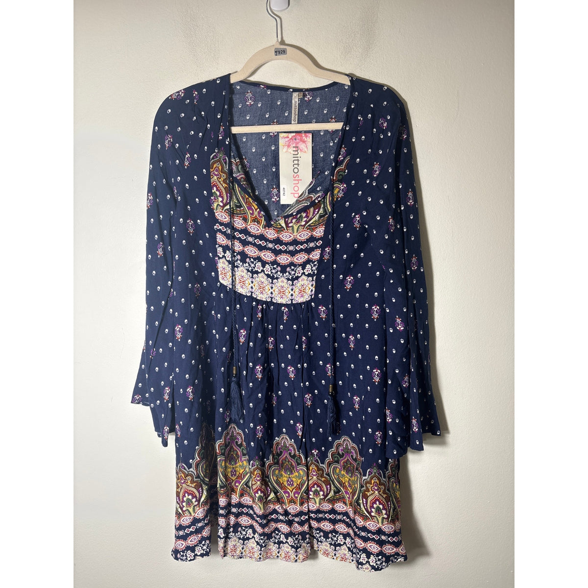 NWT Mitto Shop Navy Long Sleeve Mini Dress Sz S