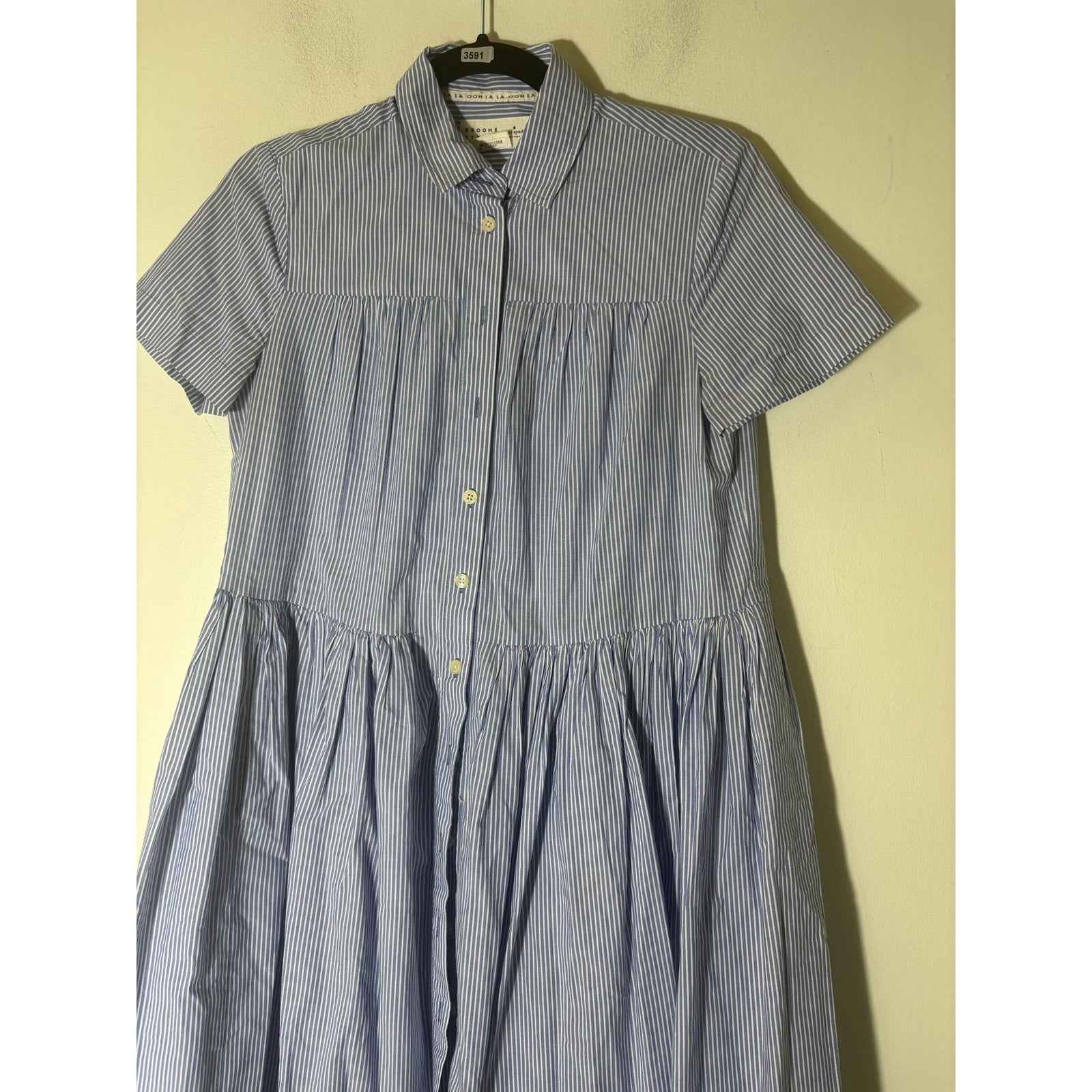 Broome Street KAte Spade Blue and White Pin Stripe Button Up Dress Sz XS