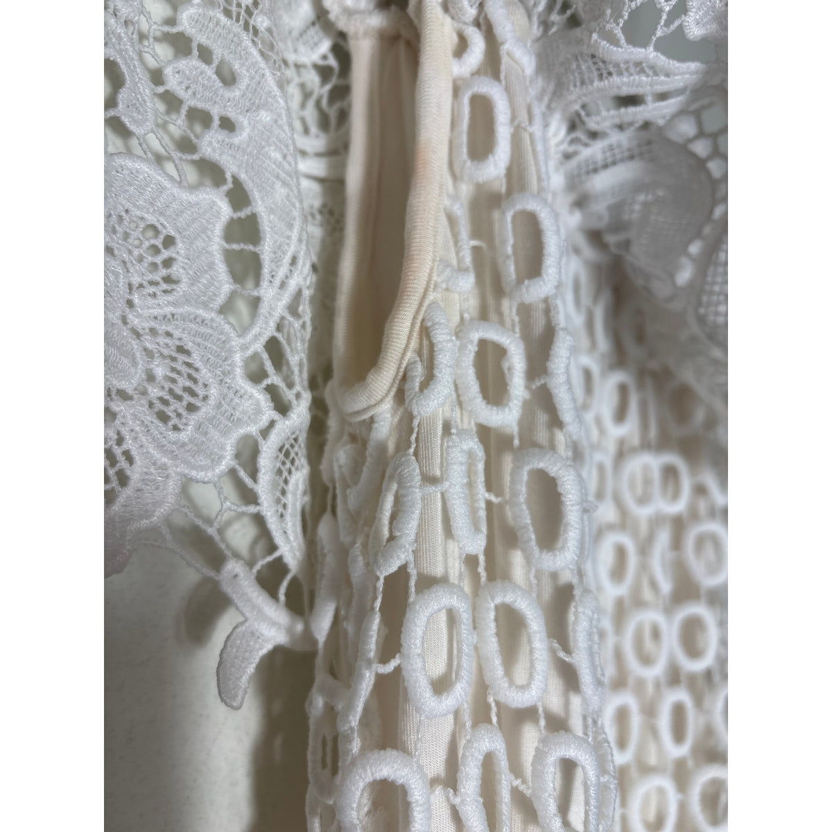 Gianni Bini Off White Off the Shoulder Lace Knee Length Dress Sz XS