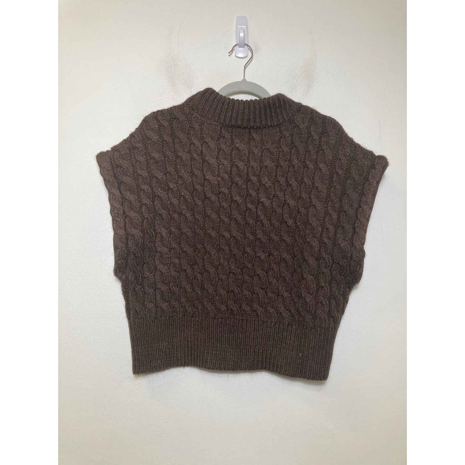 Anthropologie Brown Cable Knit Sweater Top Sz S