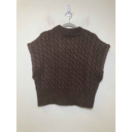 Anthropologie Brown Cable Knit Sweater Top Sz S