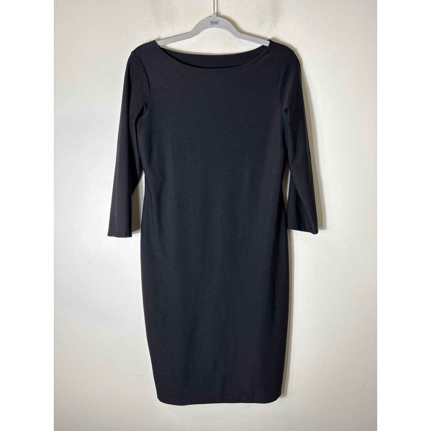 Spanx Black Long Sleeve Wide Neck Midi Shift Dress sz M