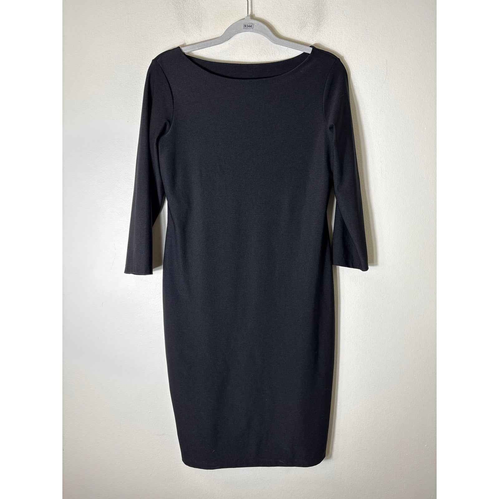 Spanx Black Long Sleeve Wide Neck Midi Shift Dress sz M