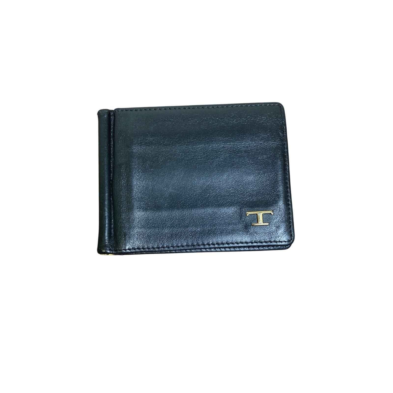 Tod's Black Leather Wallet with Money Clip Inside