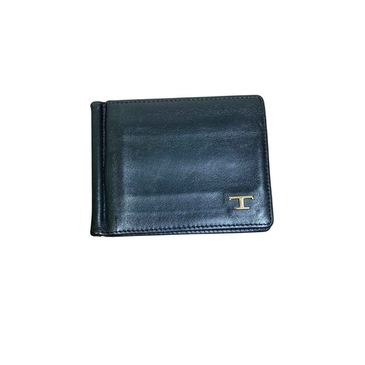 Tod's Black Leather Wallet with Money Clip Inside