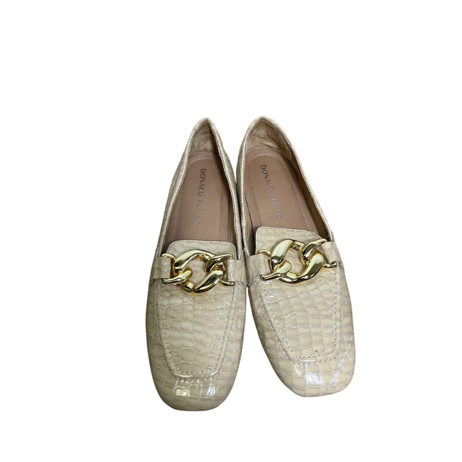 Donald Pliner Bristol Beige Patent Faux Croc Loafers Sz8