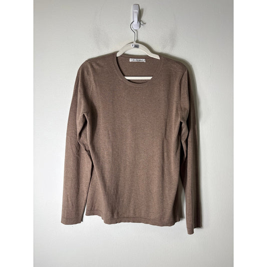 Caroline Grace Brown Crew Neck Pullover Sweater Sz L