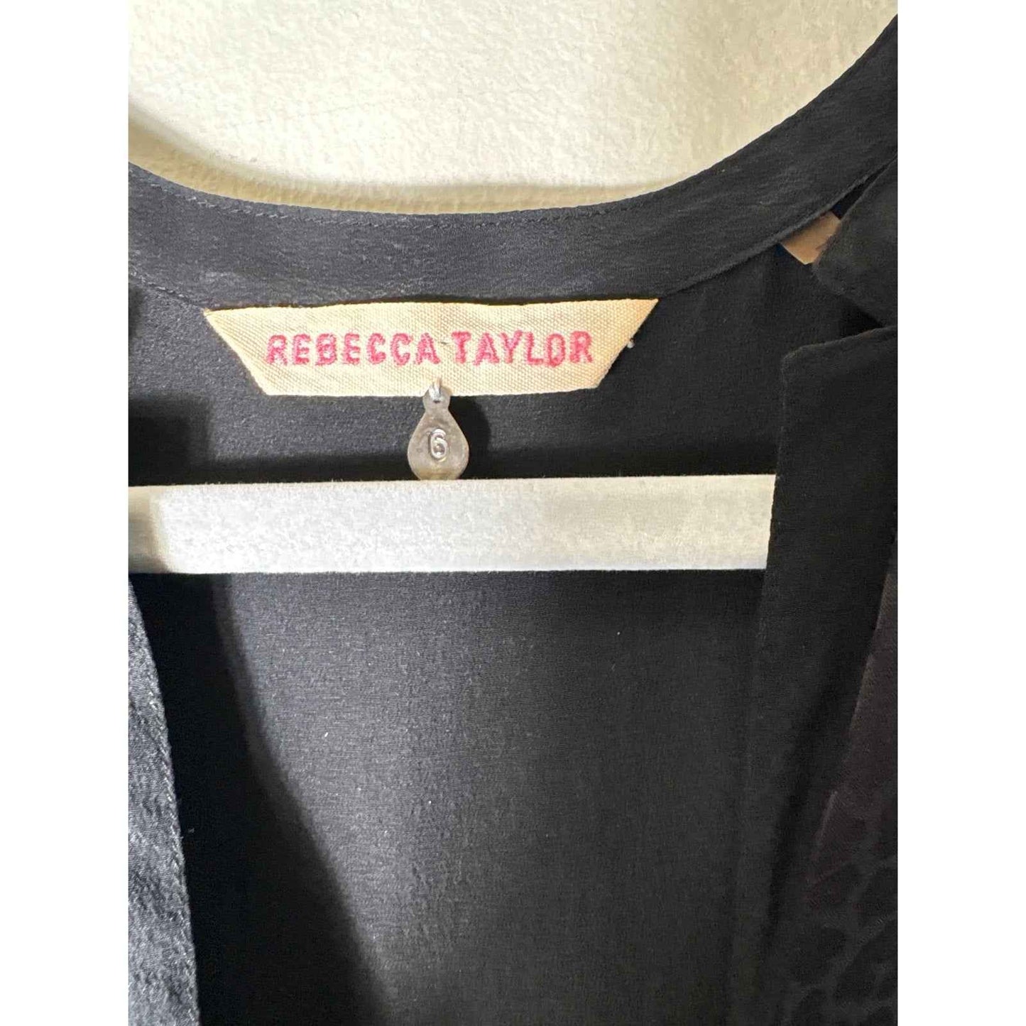 Rebecca Taylor Long Sleeve Silk Shirt with Sheer Pleated Back Sz 6