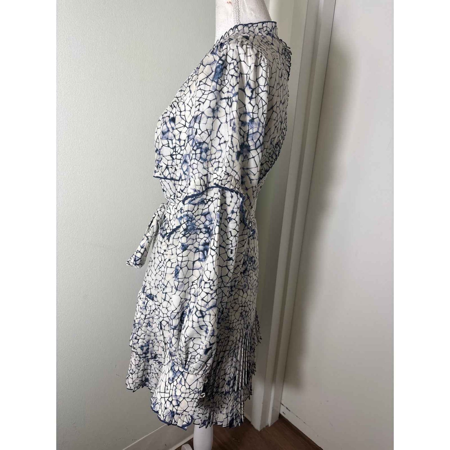 Alexis Blue and White Tie Dye Printed Mini Dress Sz S