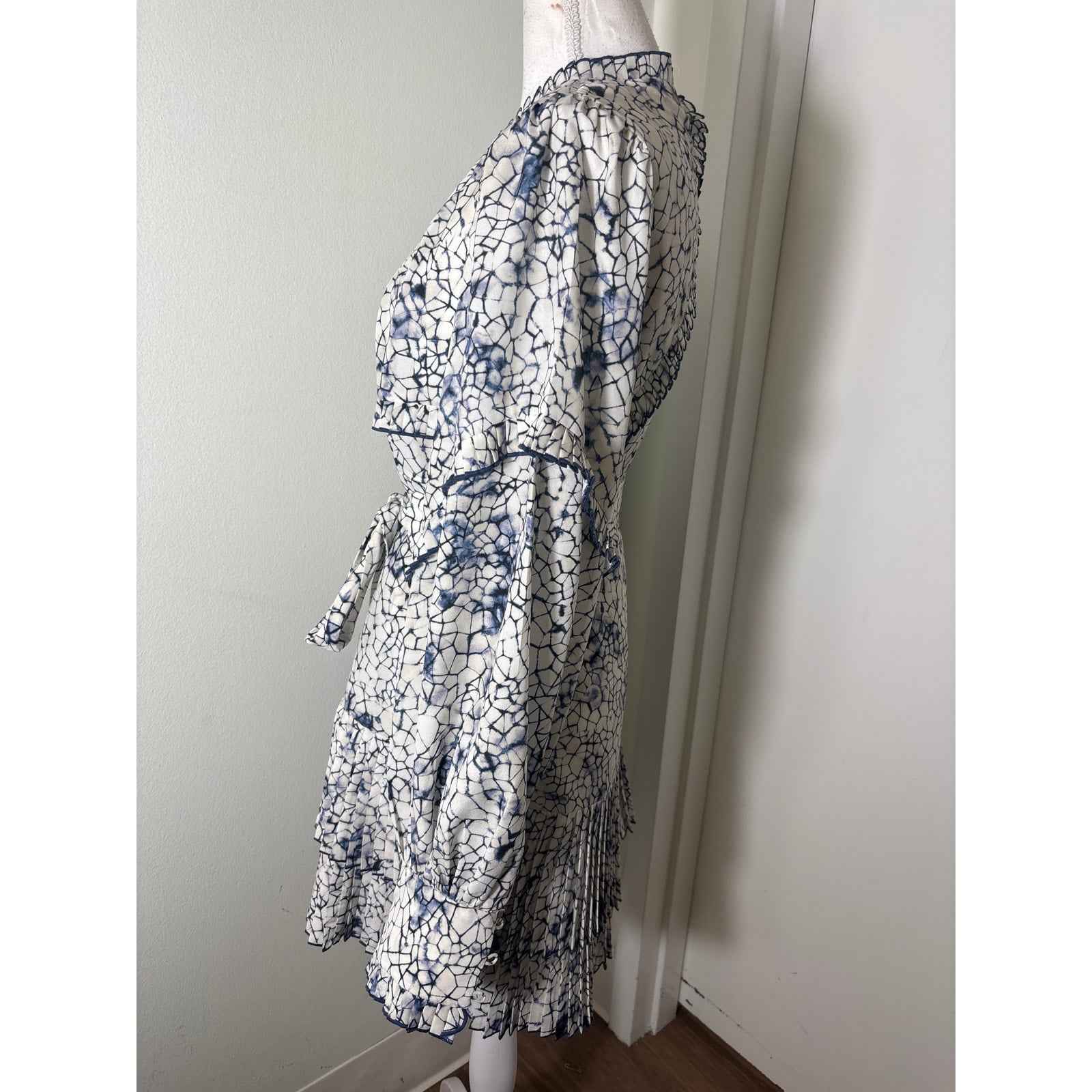 Alexis Blue and White Tie Dye Printed Mini Dress Sz S