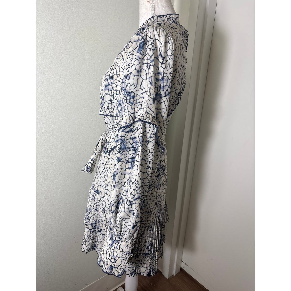 Alexis Blue and White Tie Dye Printed Mini Dress Sz S