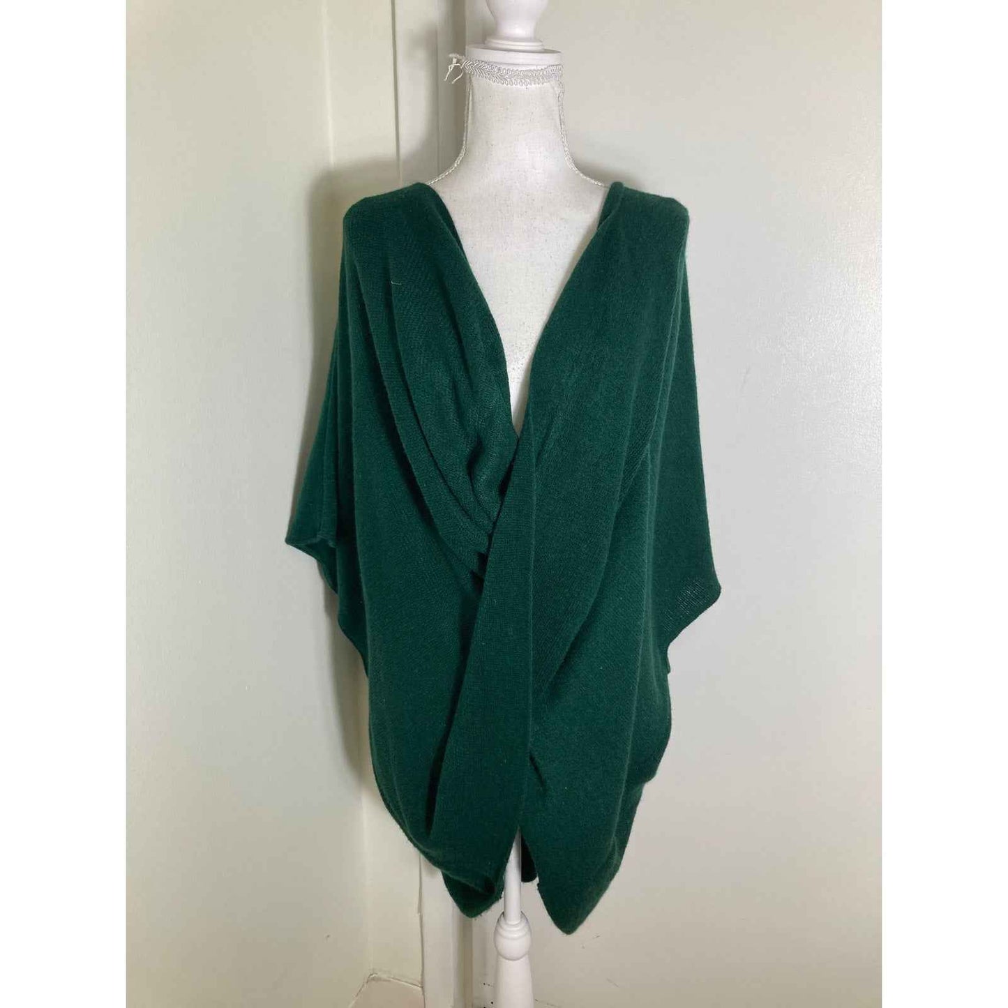 Sleeping On Snow Hunter Green Sweater Poncho One Size
