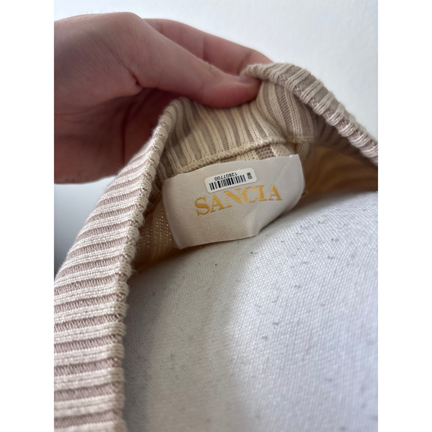 Sancia Anthropologie Beige Sleeveless Knit Ribbed Maxi Sweater Dress Sz XS