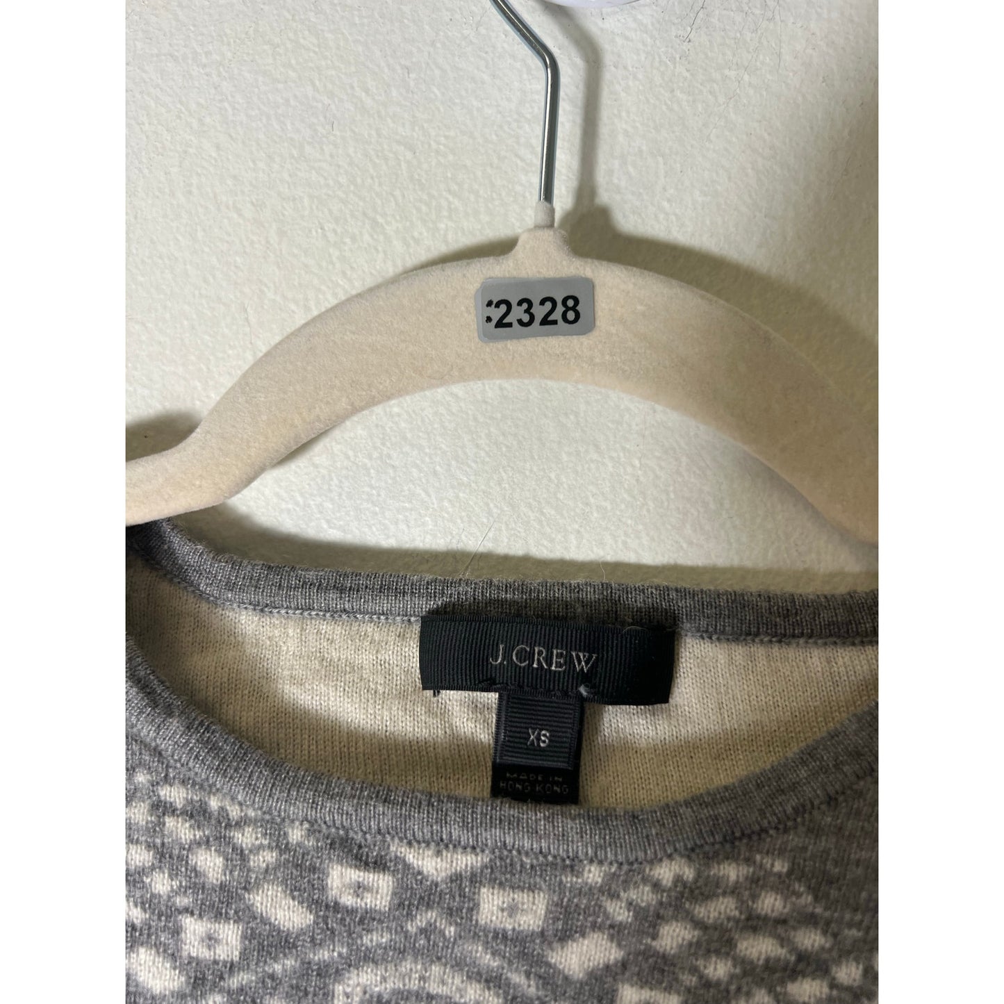 J Crew Gray and White Snowflake Pullover Sweater Sz XS