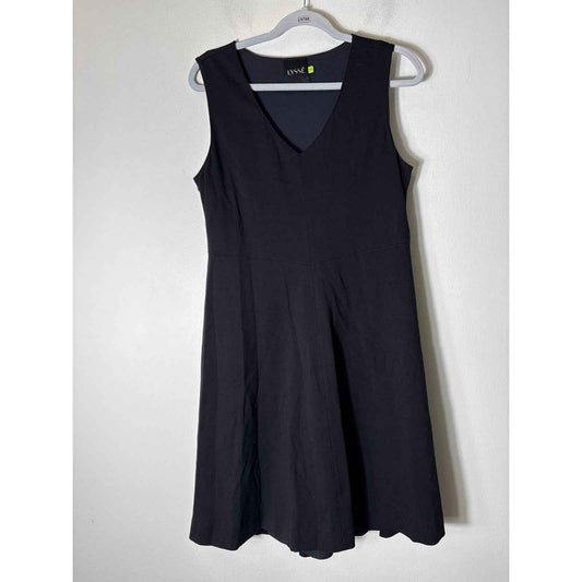 Lysse Black Sleeveless V-Neck A-Line Knee Length Dress Sz M